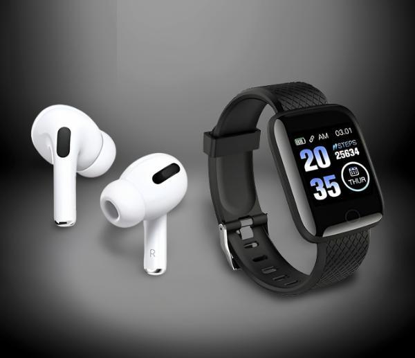 Bluetooth Wireless Earbuds & Smart Watch (Pack Of 2)
