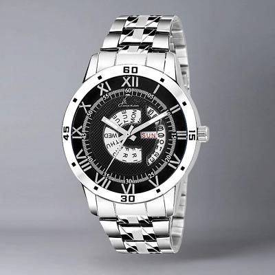 Elegant Multi Function Day And Date Working Metal Wrist Watch